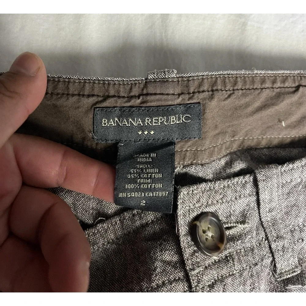 Banana Republic Brown Cargo Pants Size 2 Linen‎ & Cotton Blend